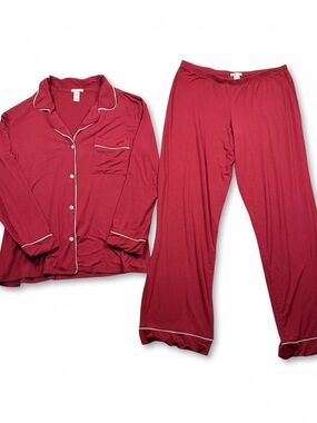 Eberjey Gisele Pajama Set Maroon w White Piping